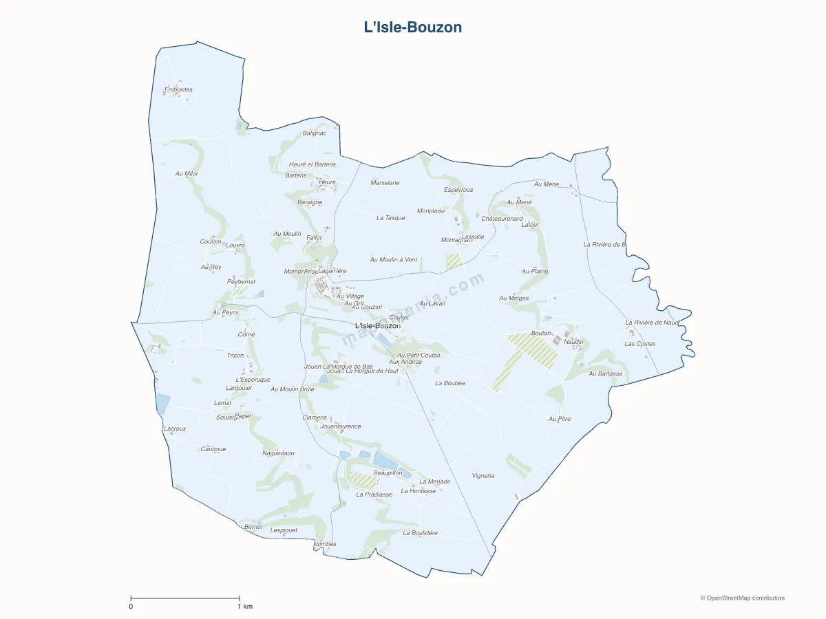 Carte de L'Isle-Bouzon à personnaliser
