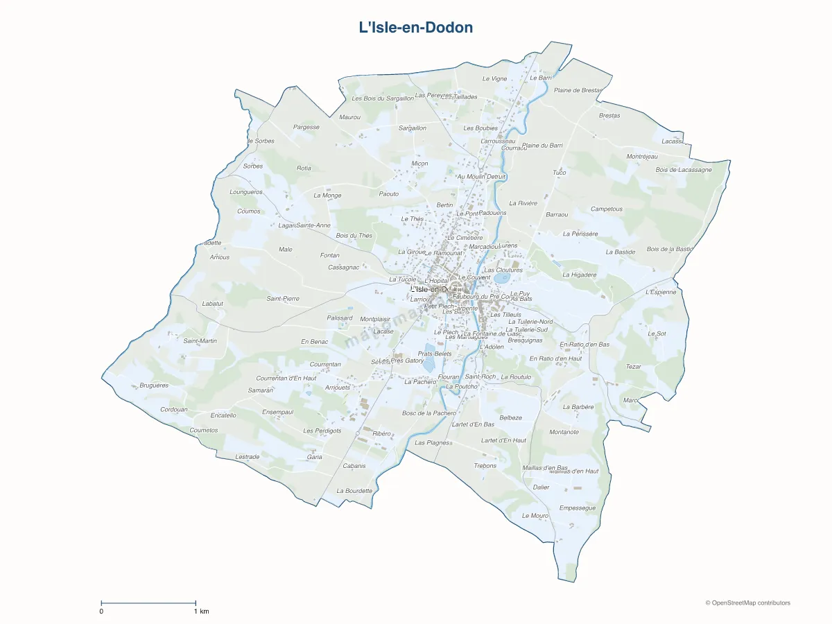 Carte de L'Isle-en-Dodon à personnaliser