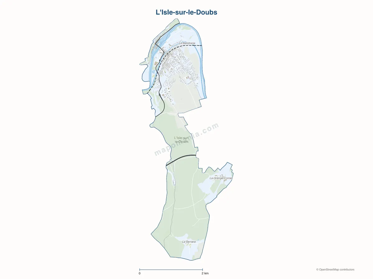 Carte de L'Isle-sur-le-Doubs à personnaliser