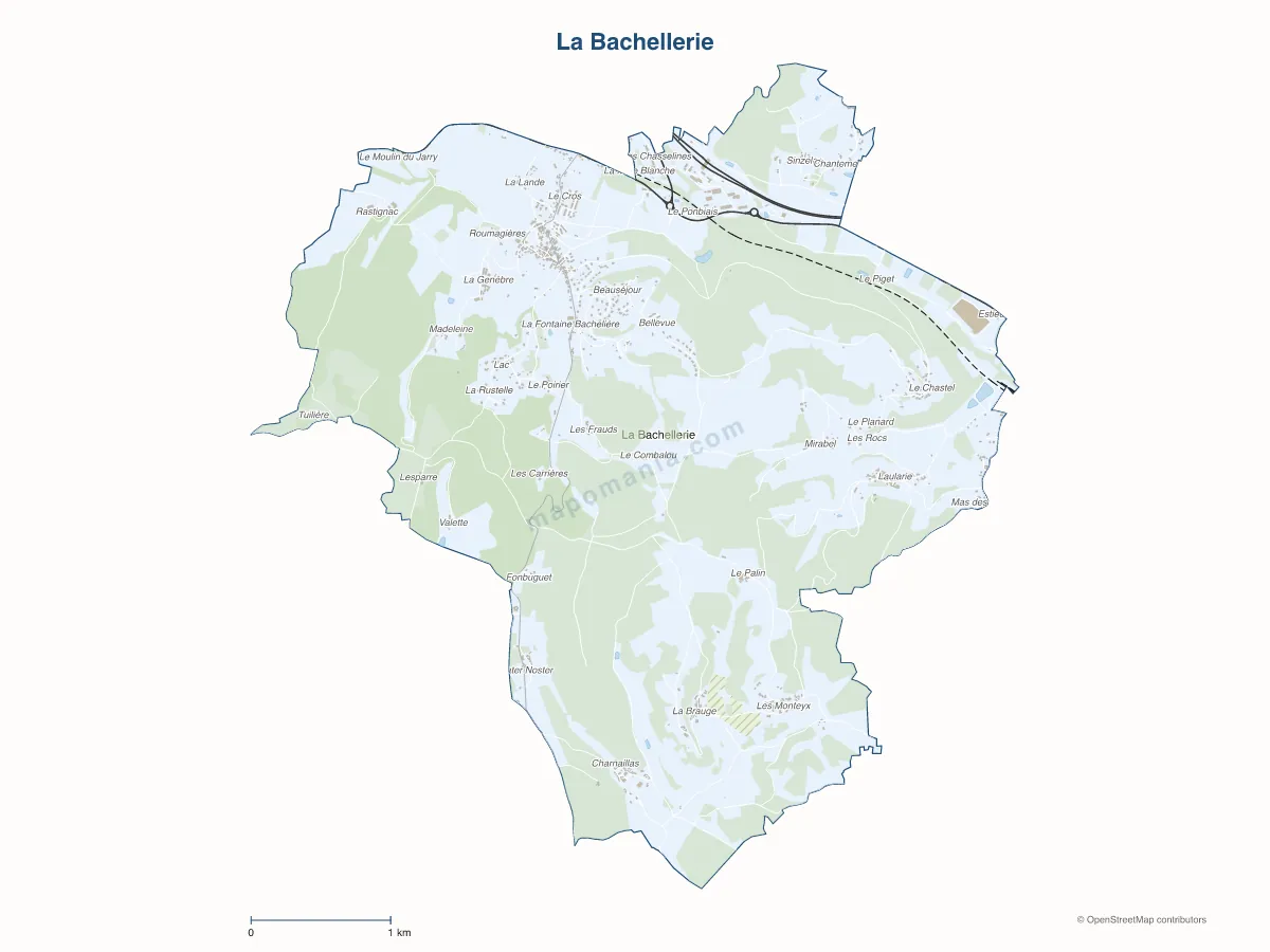 Carte de La Bachellerie à personnaliser
