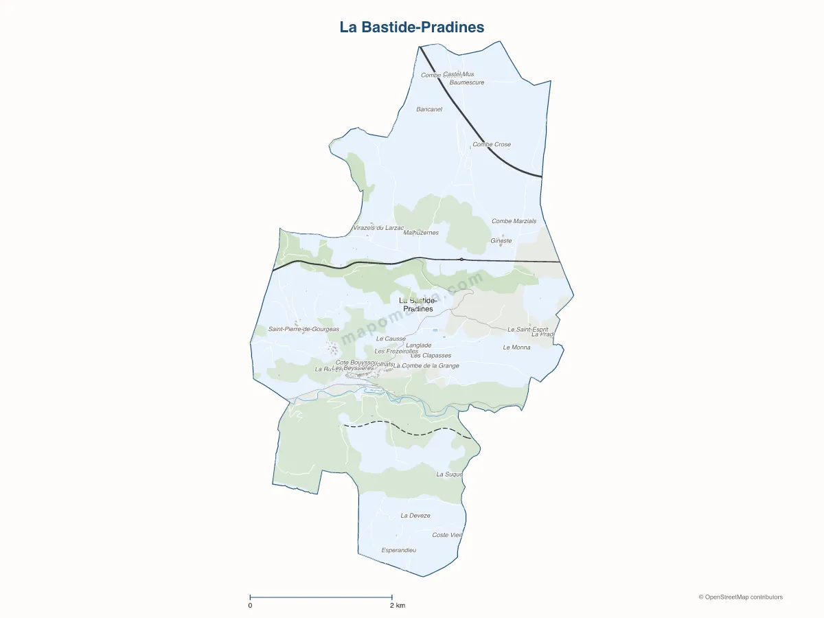 Carte de La Bastide-Pradines à personnaliser