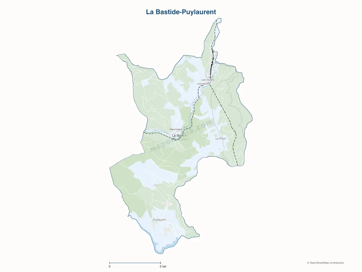 Carte de La Bastide-Puylaurent à personnaliser