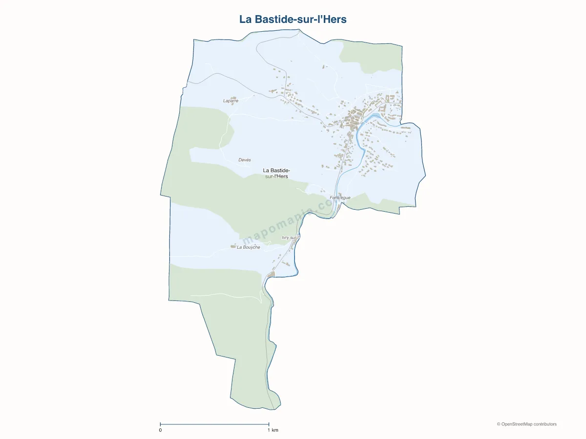 Carte de La Bastide-sur-l'Hers à personnaliser