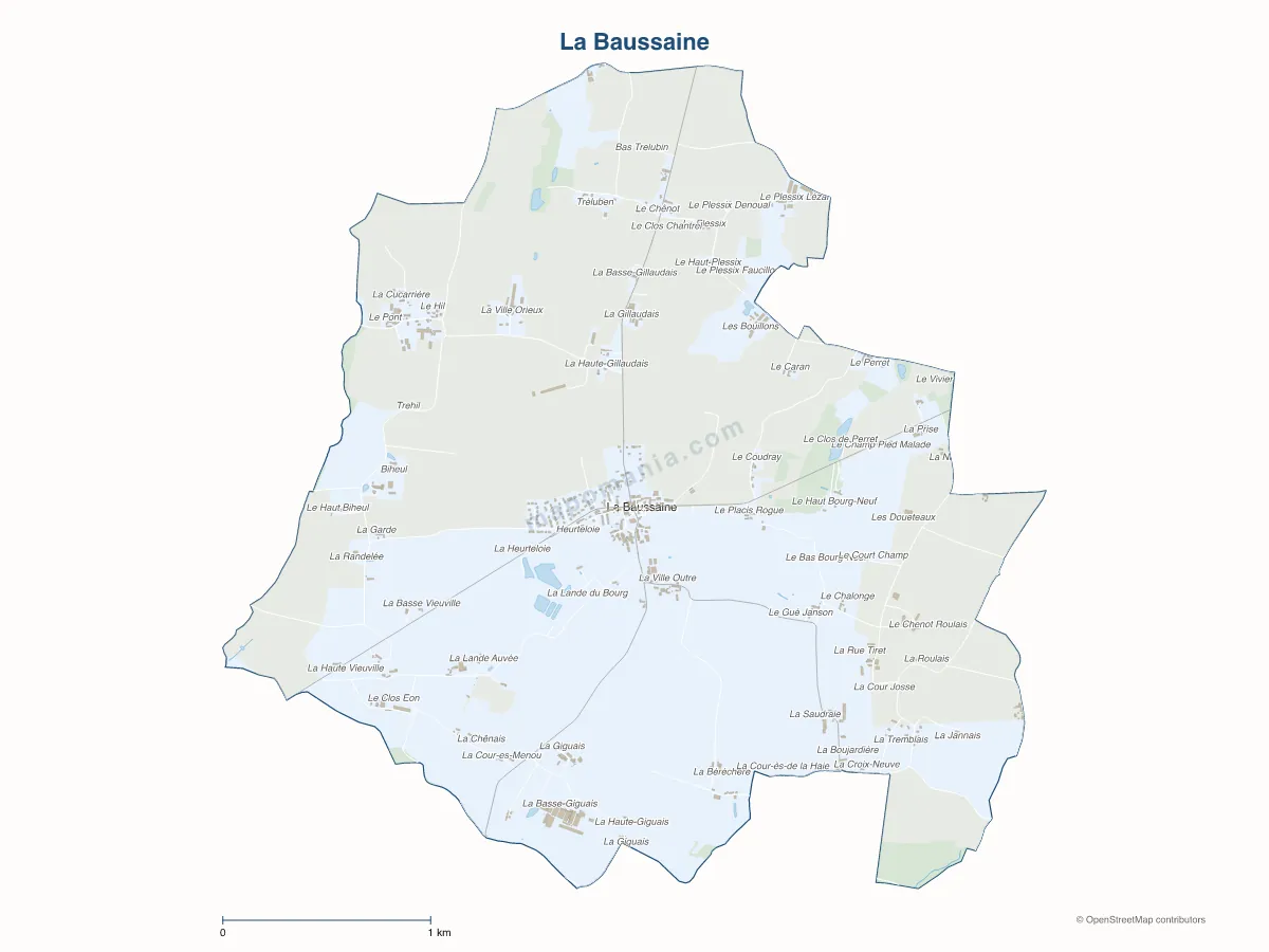 Carte de La Baussaine à personnaliser