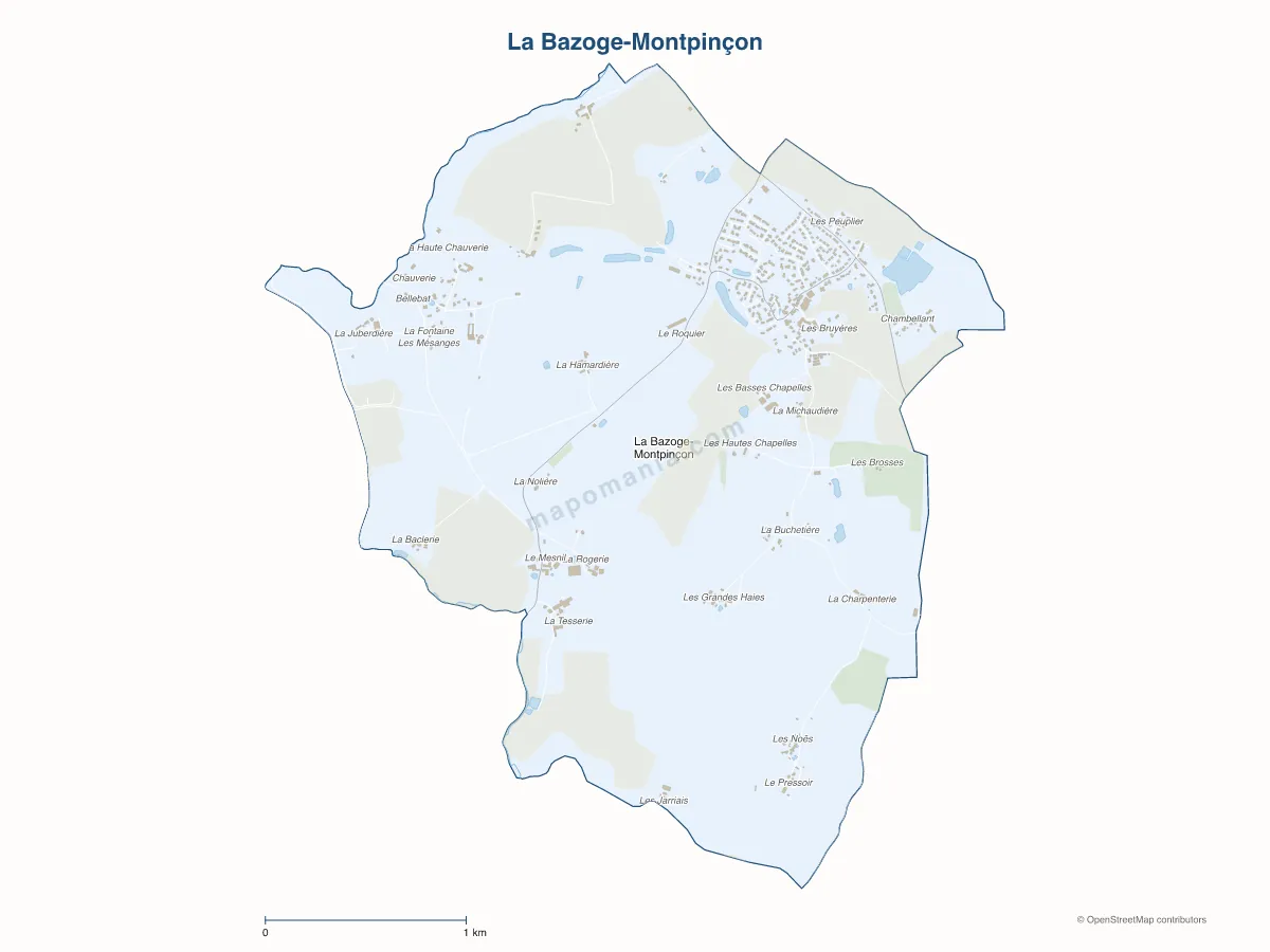Carte de La Bazoge-Montpinçon à personnaliser