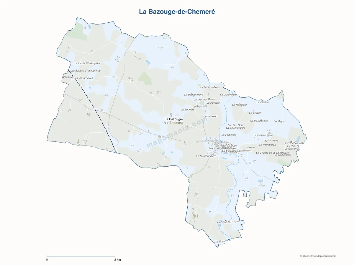 Carte de La Bazouge-de-Chemeré à personnaliser