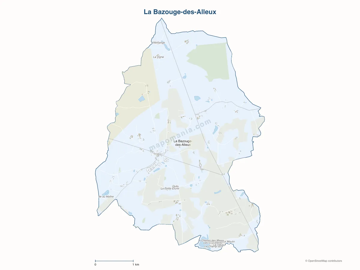 Carte de La Bazouge-des-Alleux à personnaliser
