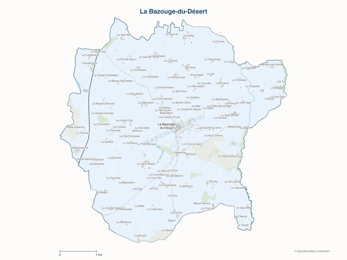 Carte de La Bazouge-du-Désert à personnaliser