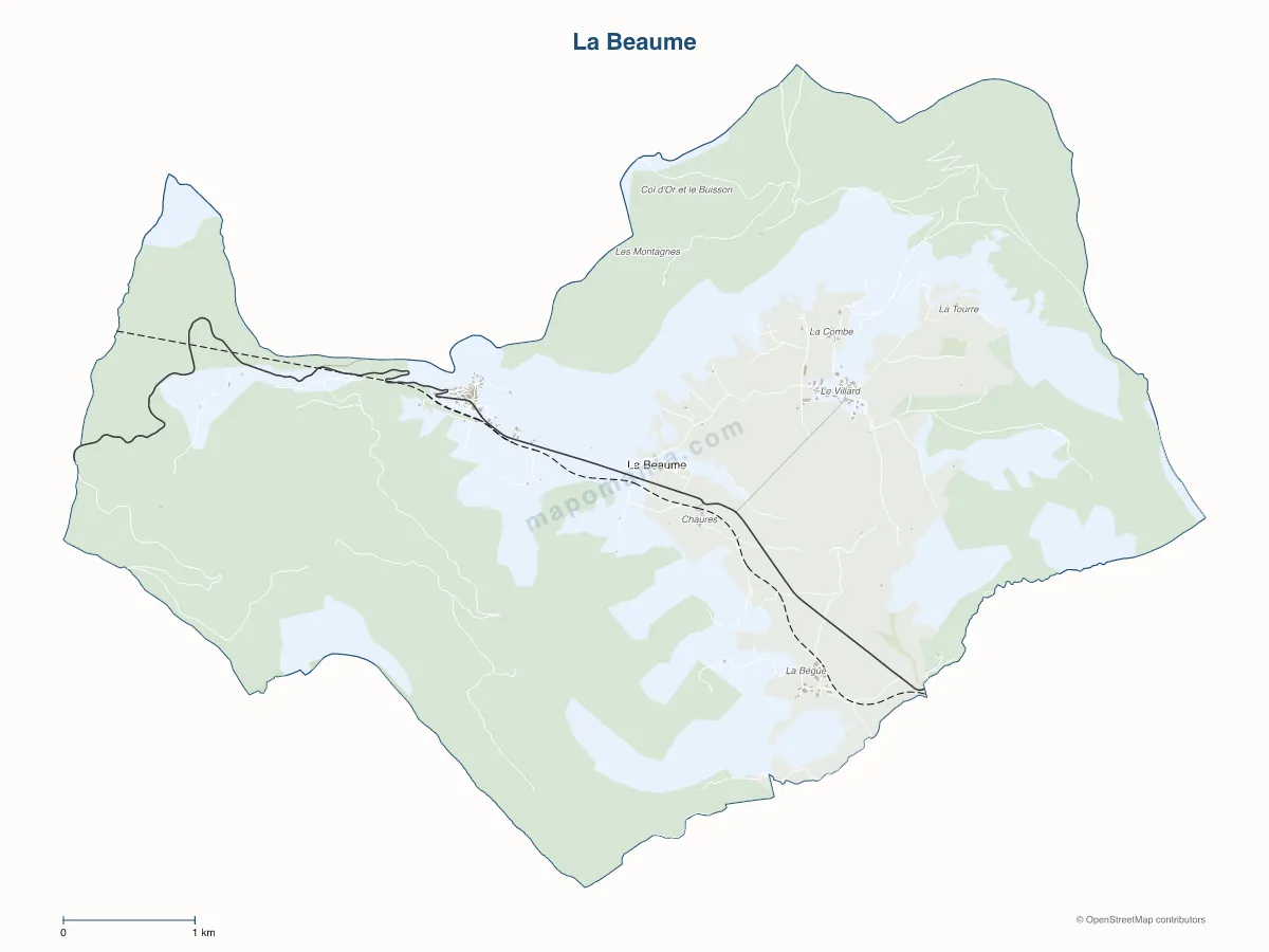 Carte de La Beaume à personnaliser