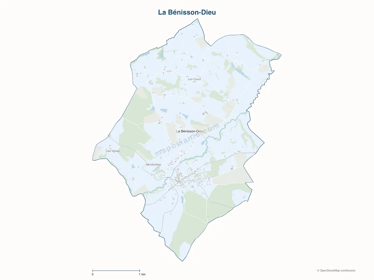 Carte de La Bénisson-Dieu à personnaliser