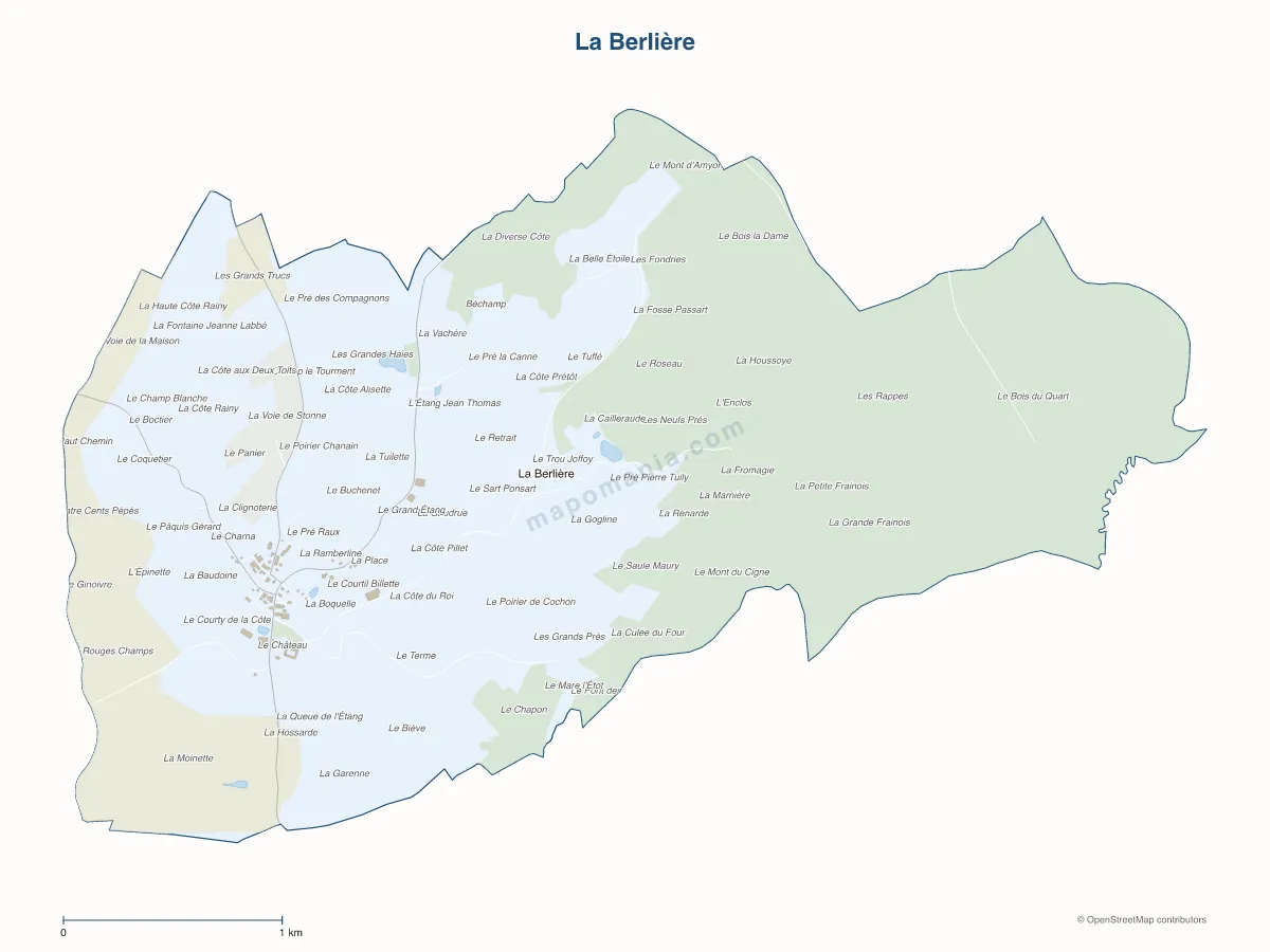 Carte de La Berlière à personnaliser