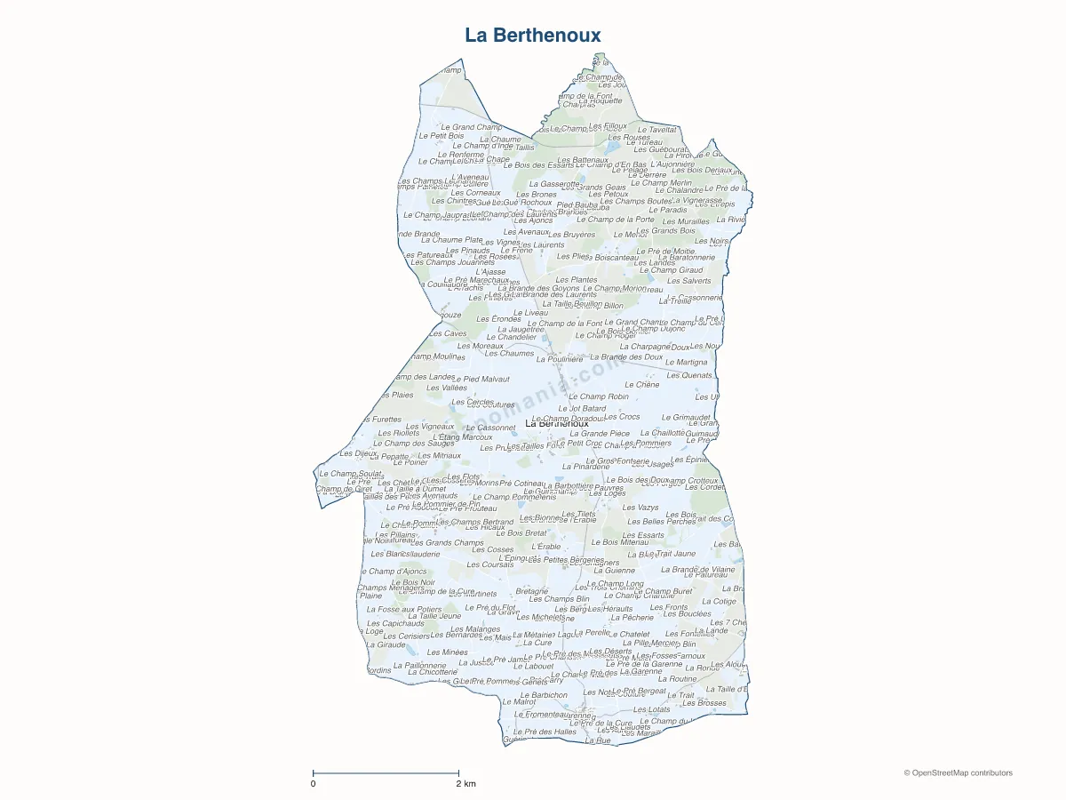 Carte de La Berthenoux à personnaliser