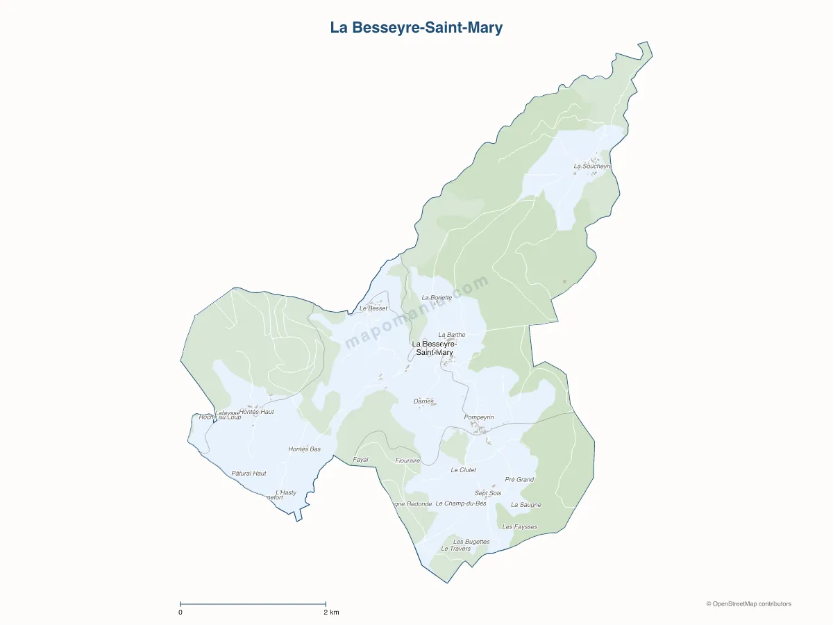 Carte de La Besseyre-Saint-Mary à personnaliser