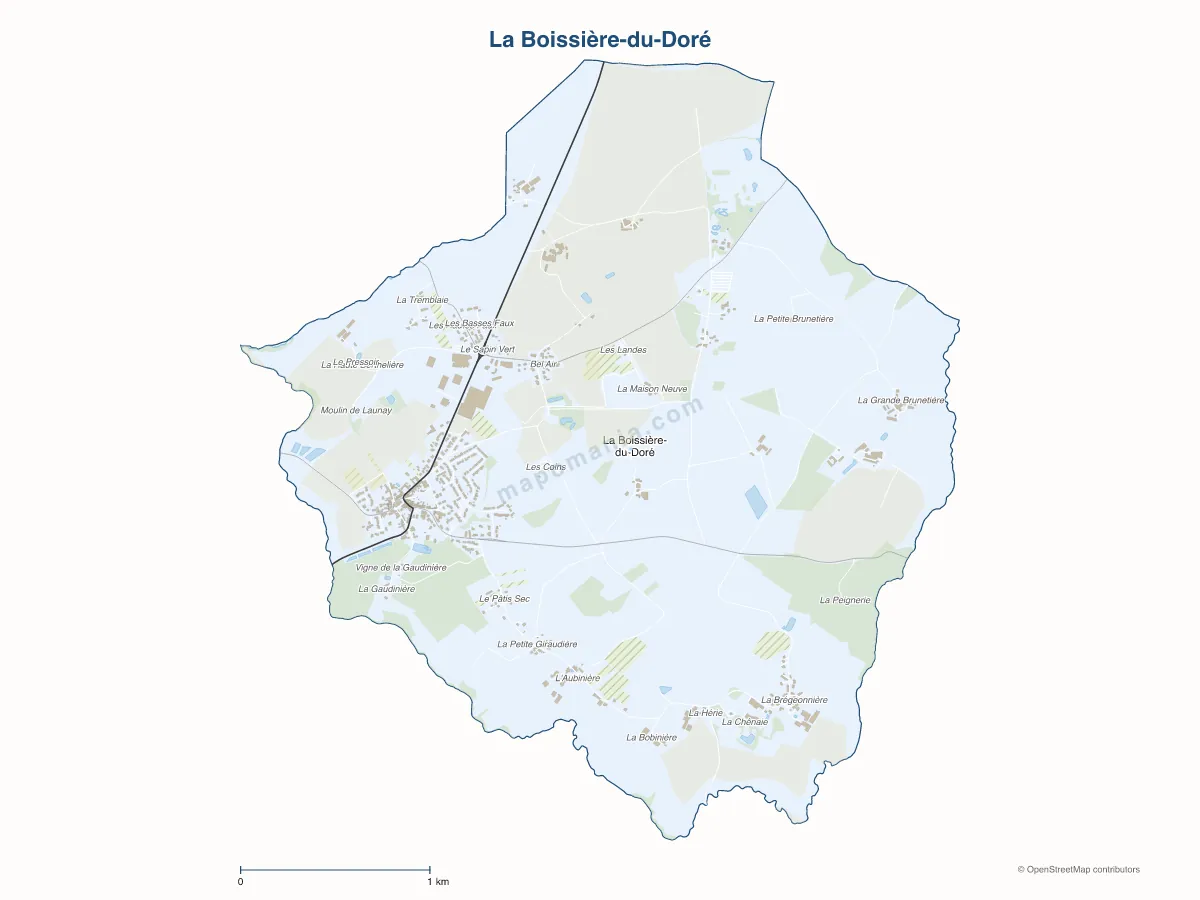 Carte de La Boissière-du-Doré à personnaliser