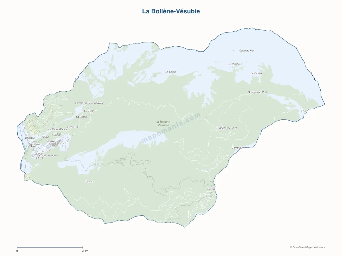 Carte de La Bollène-Vésubie à personnaliser