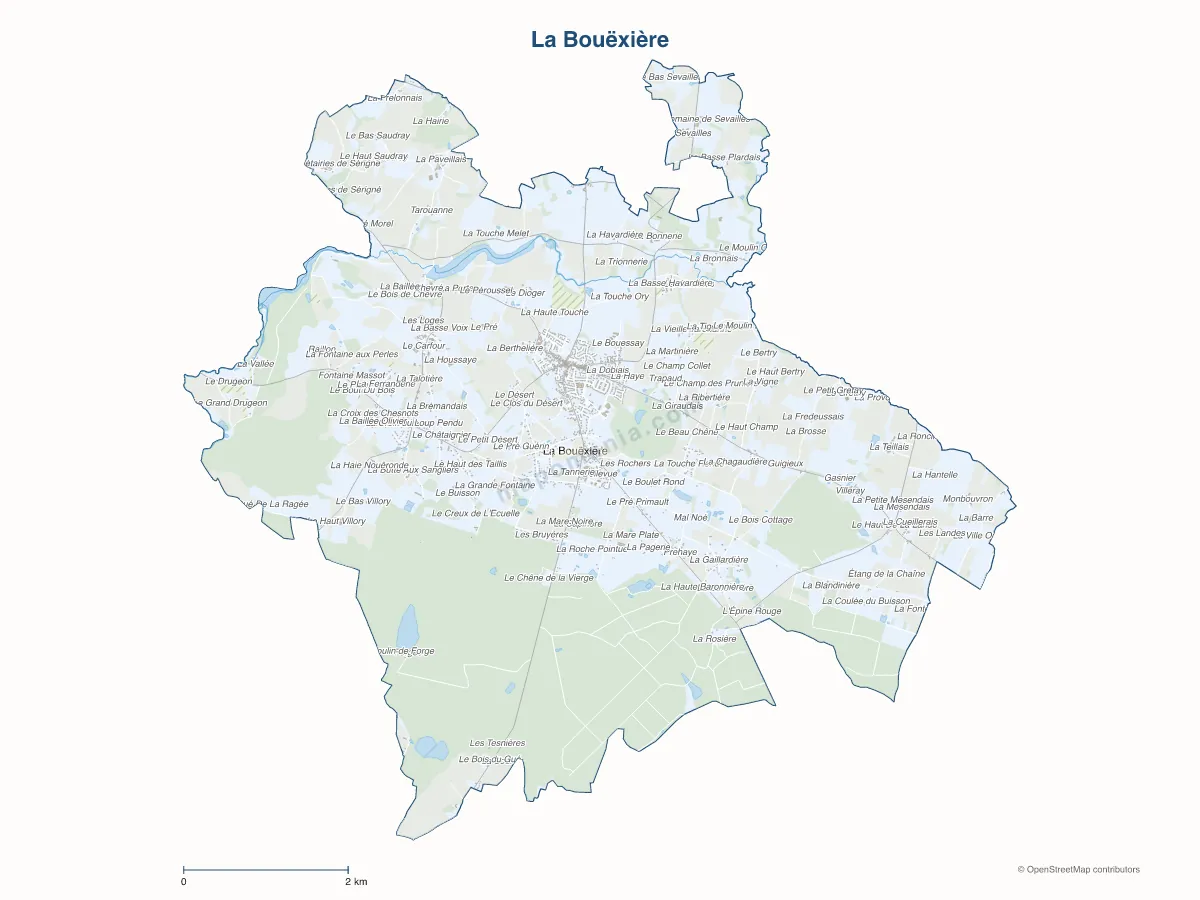 Carte de La Bouëxière à personnaliser