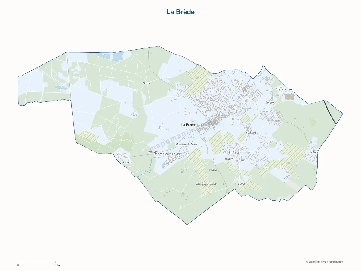 Carte de La Brède à personnaliser