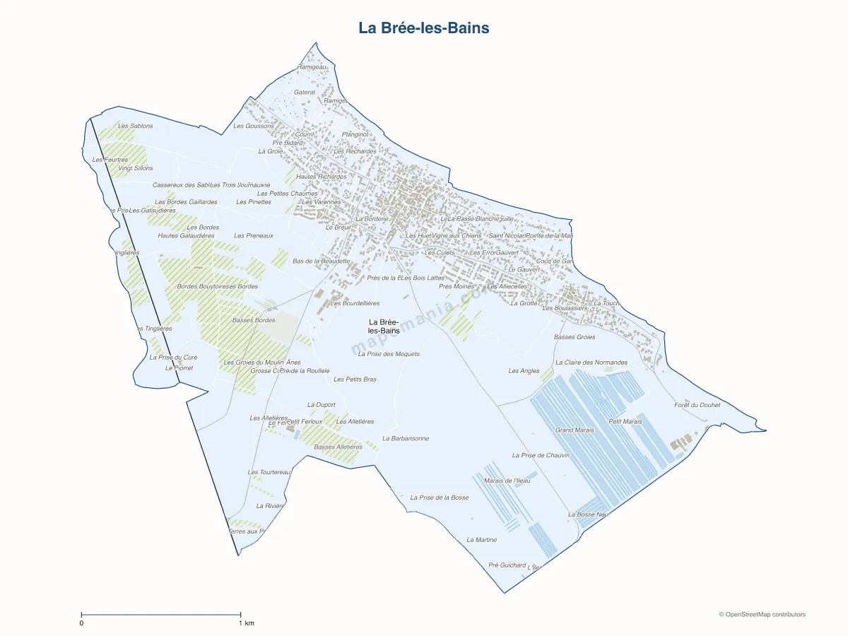 Carte de La Brée-les-Bains à personnaliser
