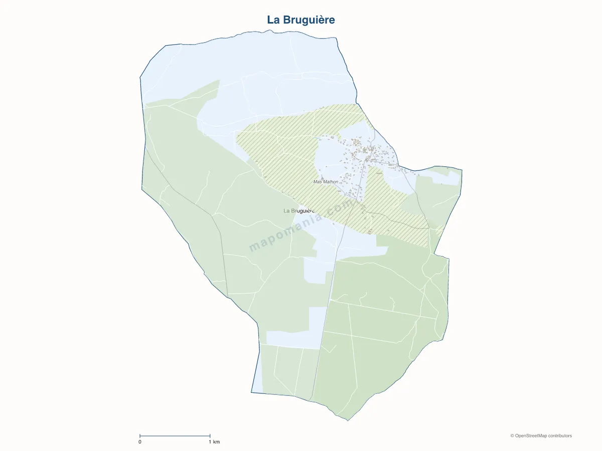 Carte de La Bruguière à personnaliser