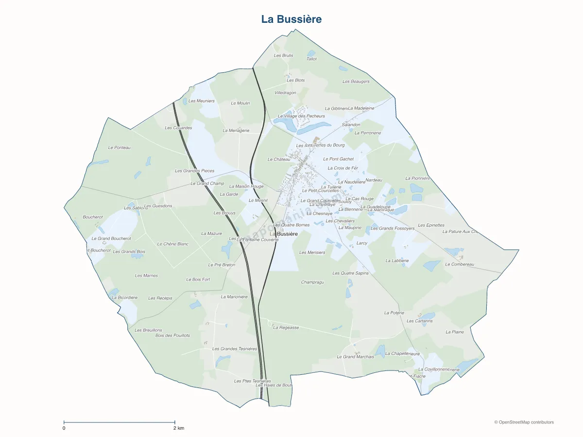 Carte de La Bussière à personnaliser