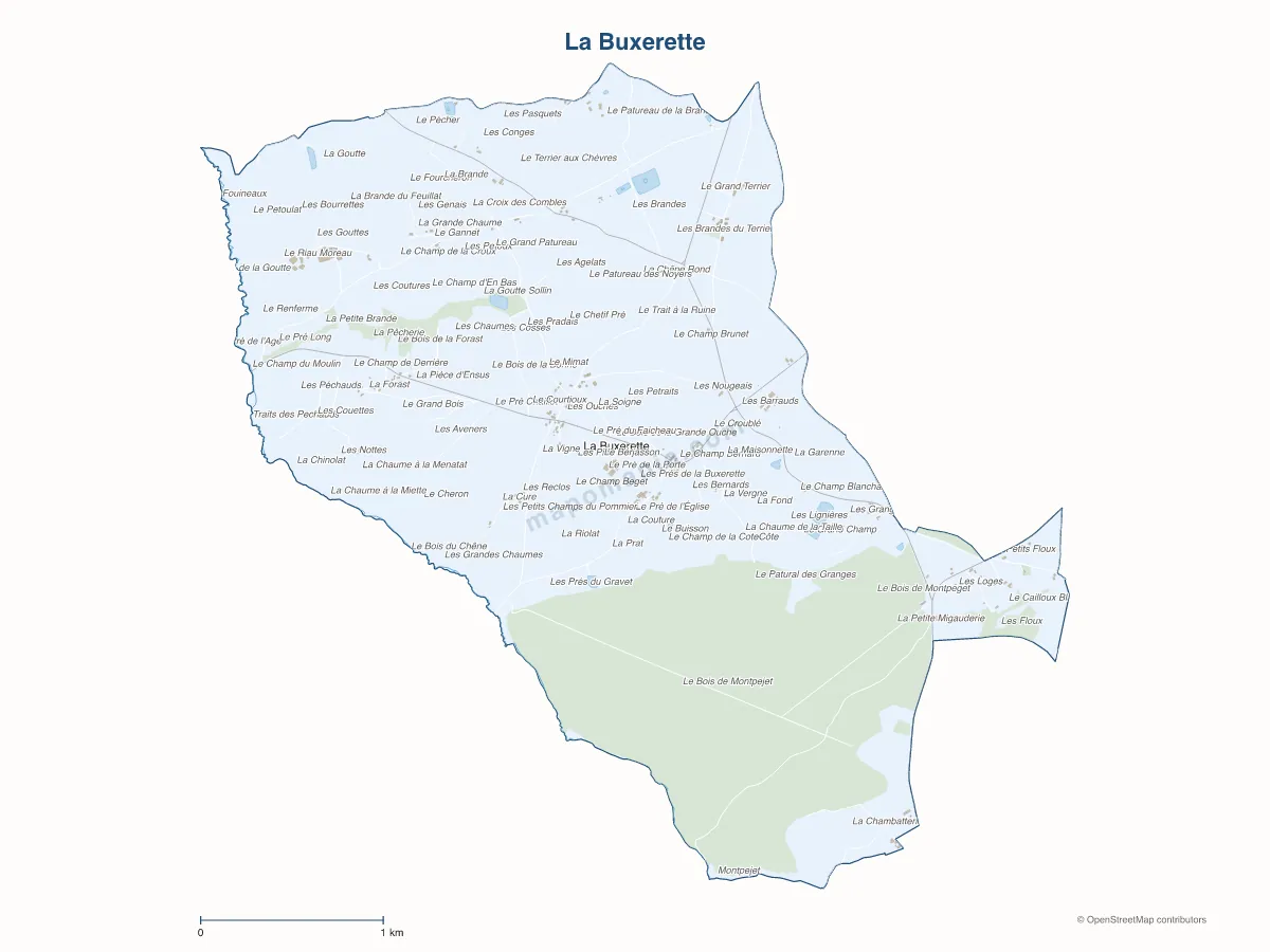 Carte de La Buxerette à personnaliser