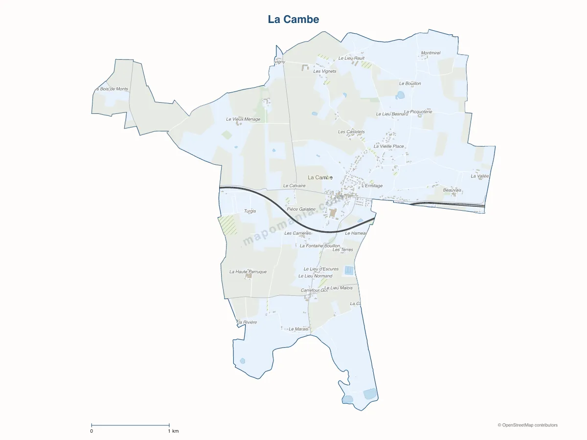Carte de La Cambe à personnaliser