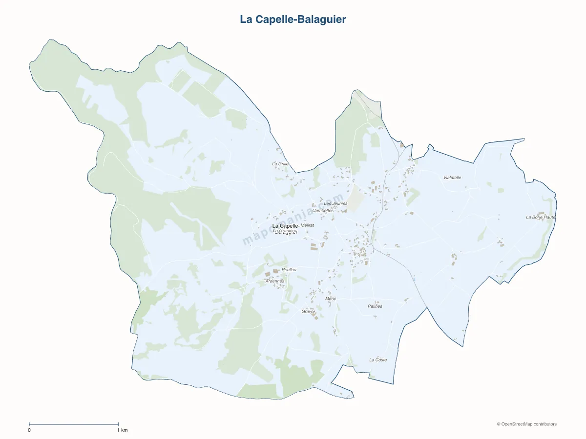 Carte de La Capelle-Balaguier à personnaliser