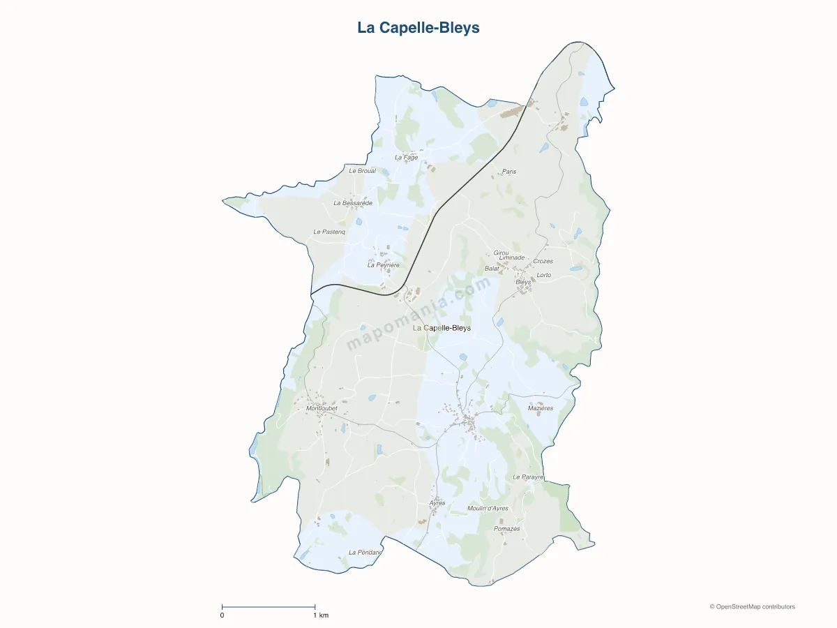 Carte de La Capelle-Bleys à personnaliser