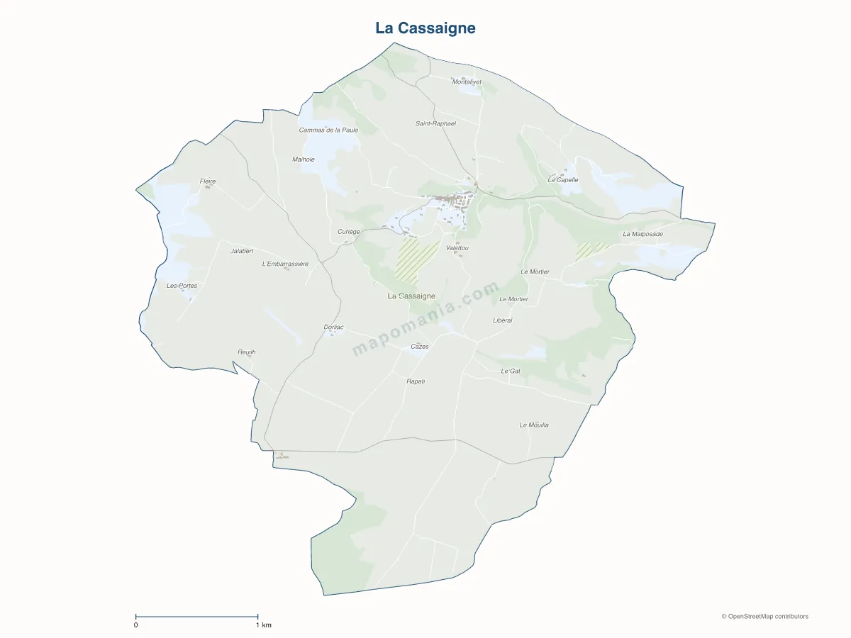 Carte de La Cassaigne à personnaliser