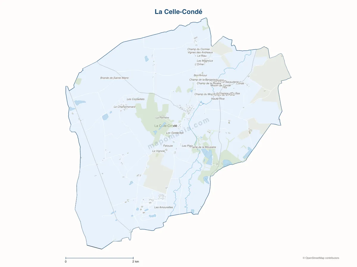 Carte de La Celle-Condé à personnaliser