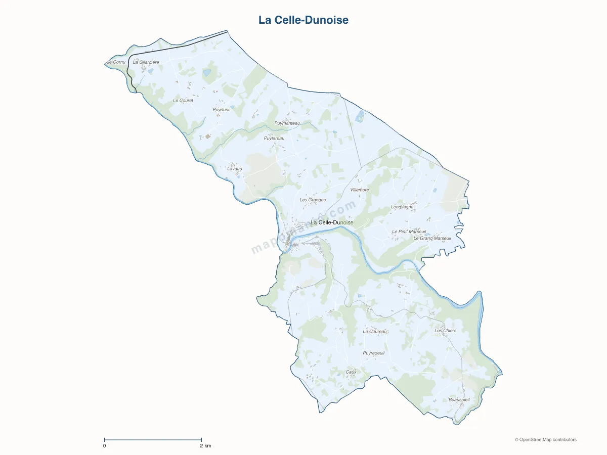 Carte de La Celle-Dunoise à personnaliser