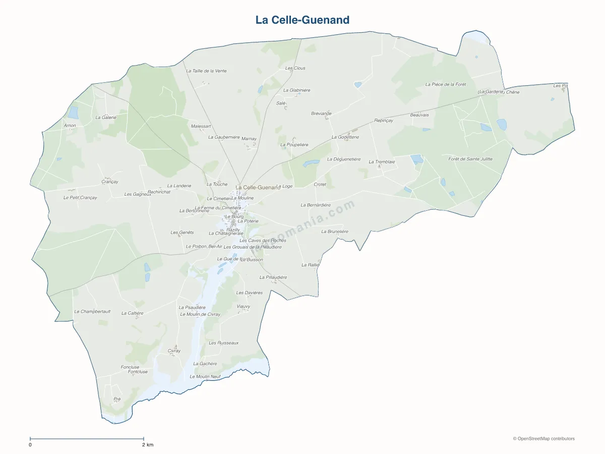 Carte de La Celle-Guenand à personnaliser