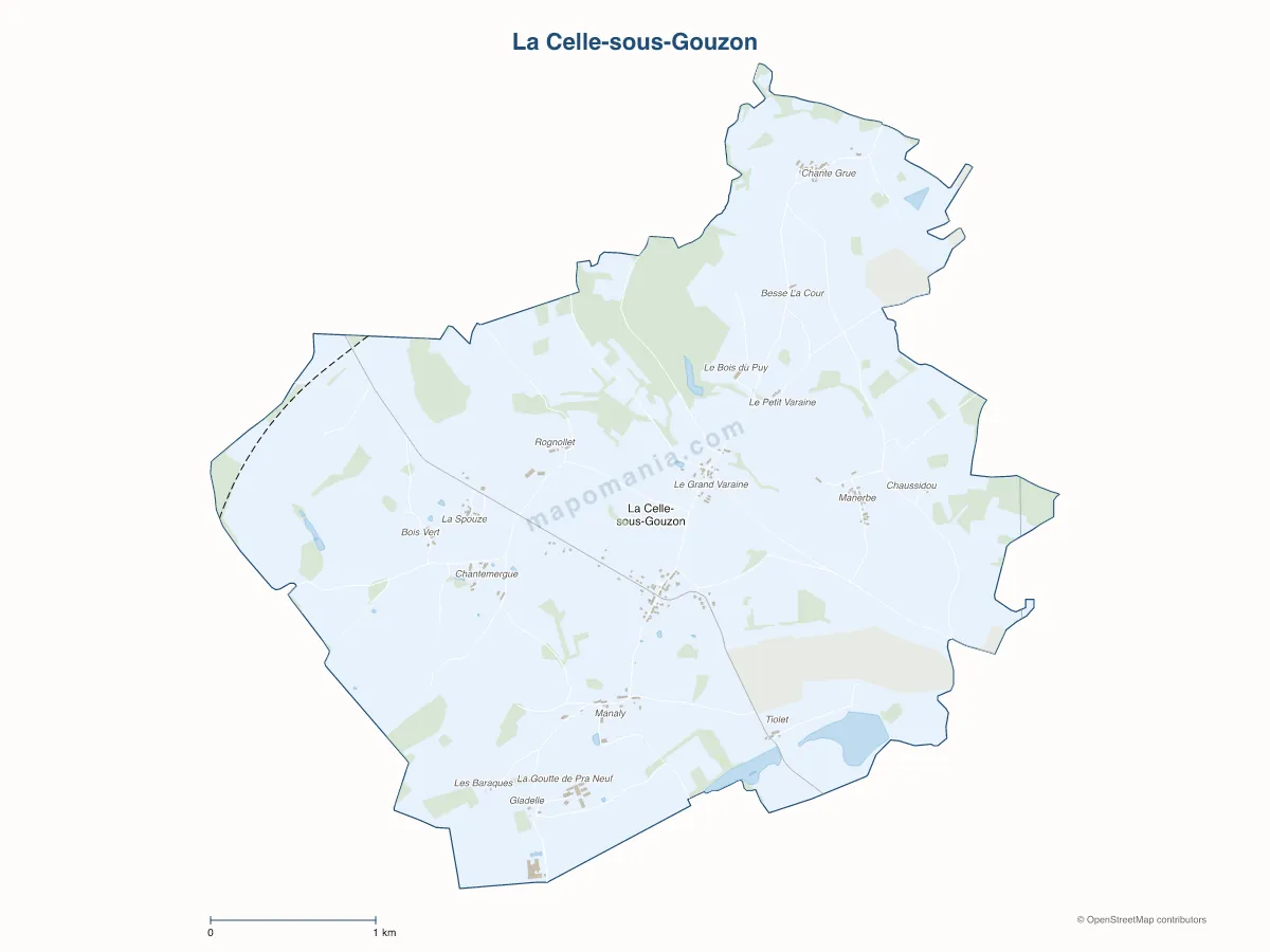 Carte de La Celle-sous-Gouzon à personnaliser