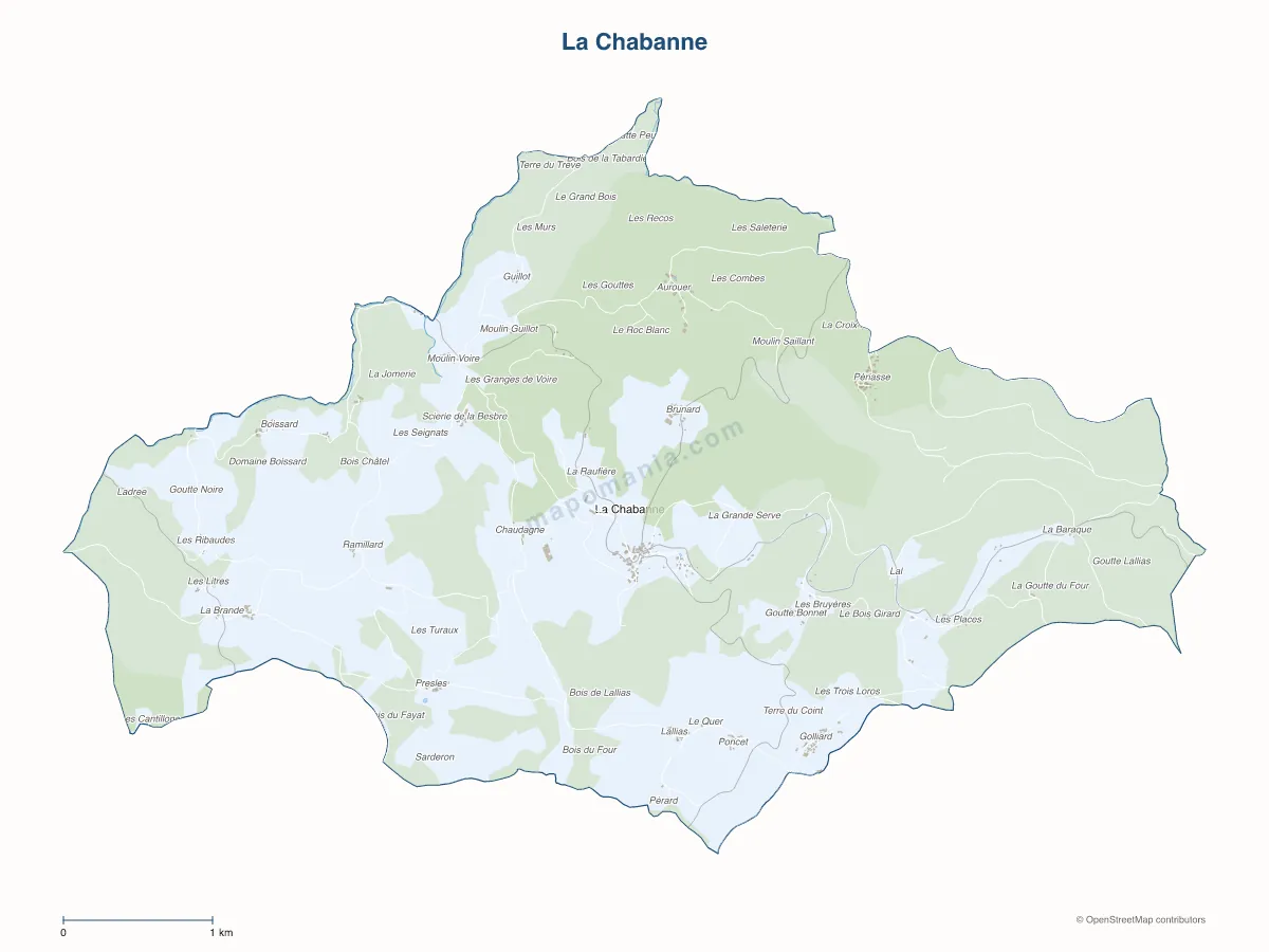 Carte de La Chabanne à personnaliser