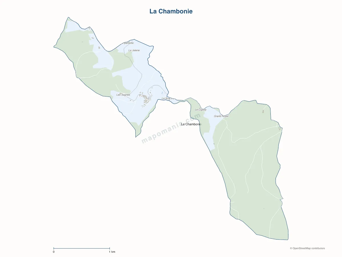 Carte de La Chambonie à personnaliser