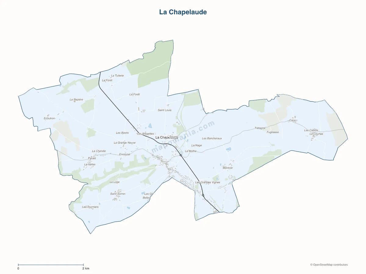 Carte de La Chapelaude à personnaliser