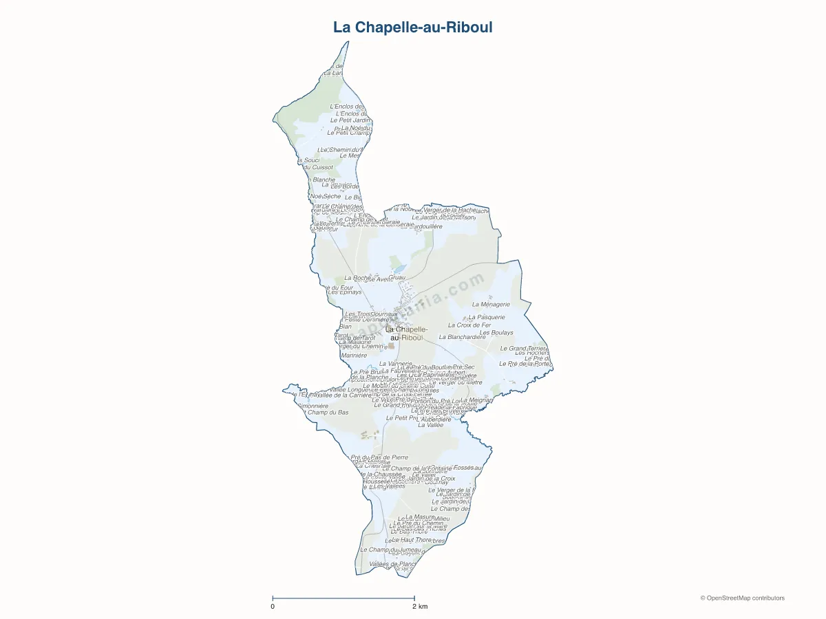 Carte de La Chapelle-au-Riboul à personnaliser