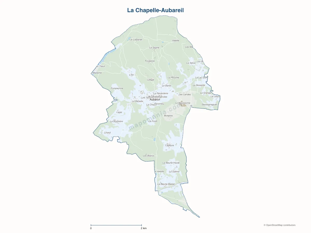 Carte de La Chapelle-Aubareil à personnaliser
