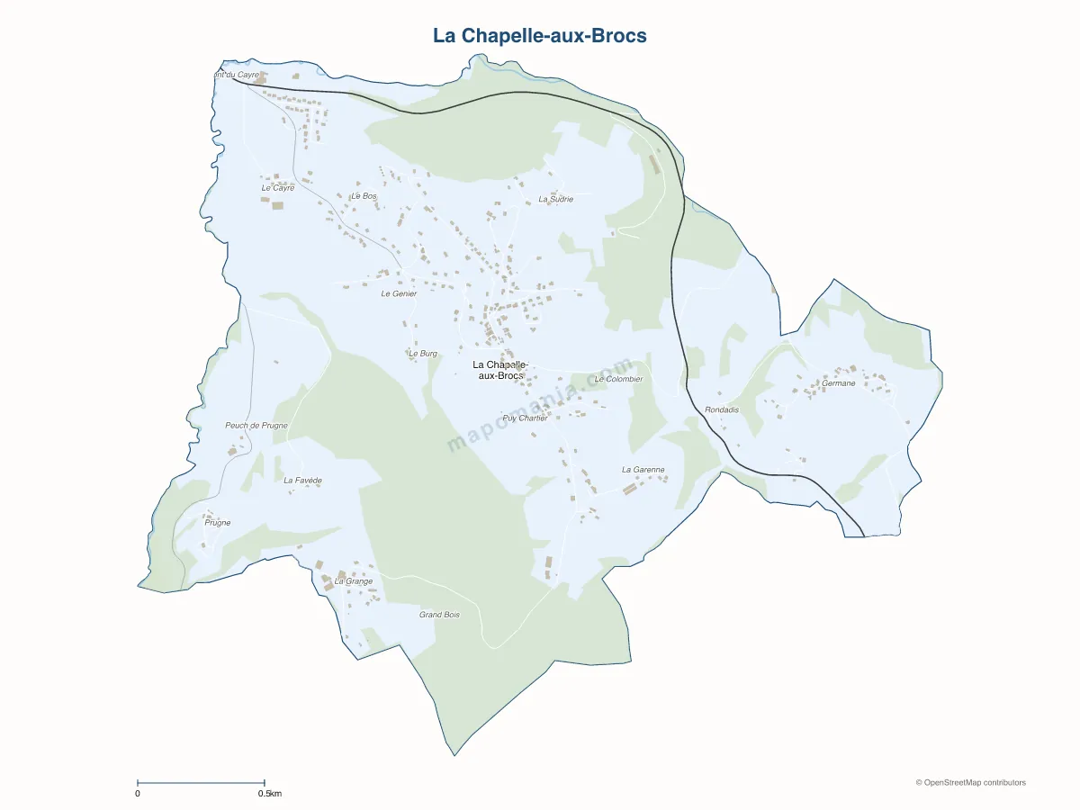 Carte de La Chapelle-aux-Brocs à personnaliser