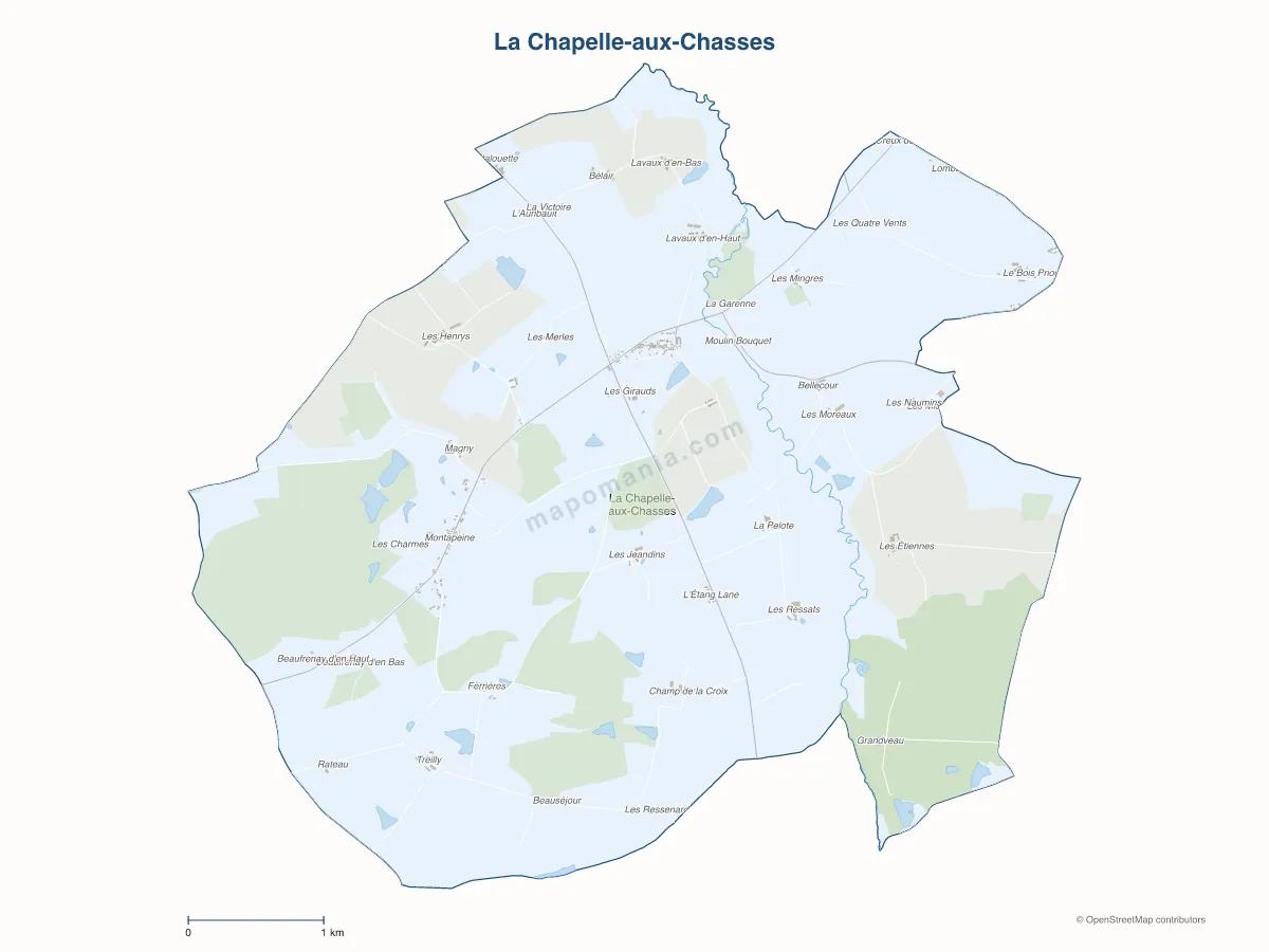 Carte de La Chapelle-aux-Chasses à personnaliser