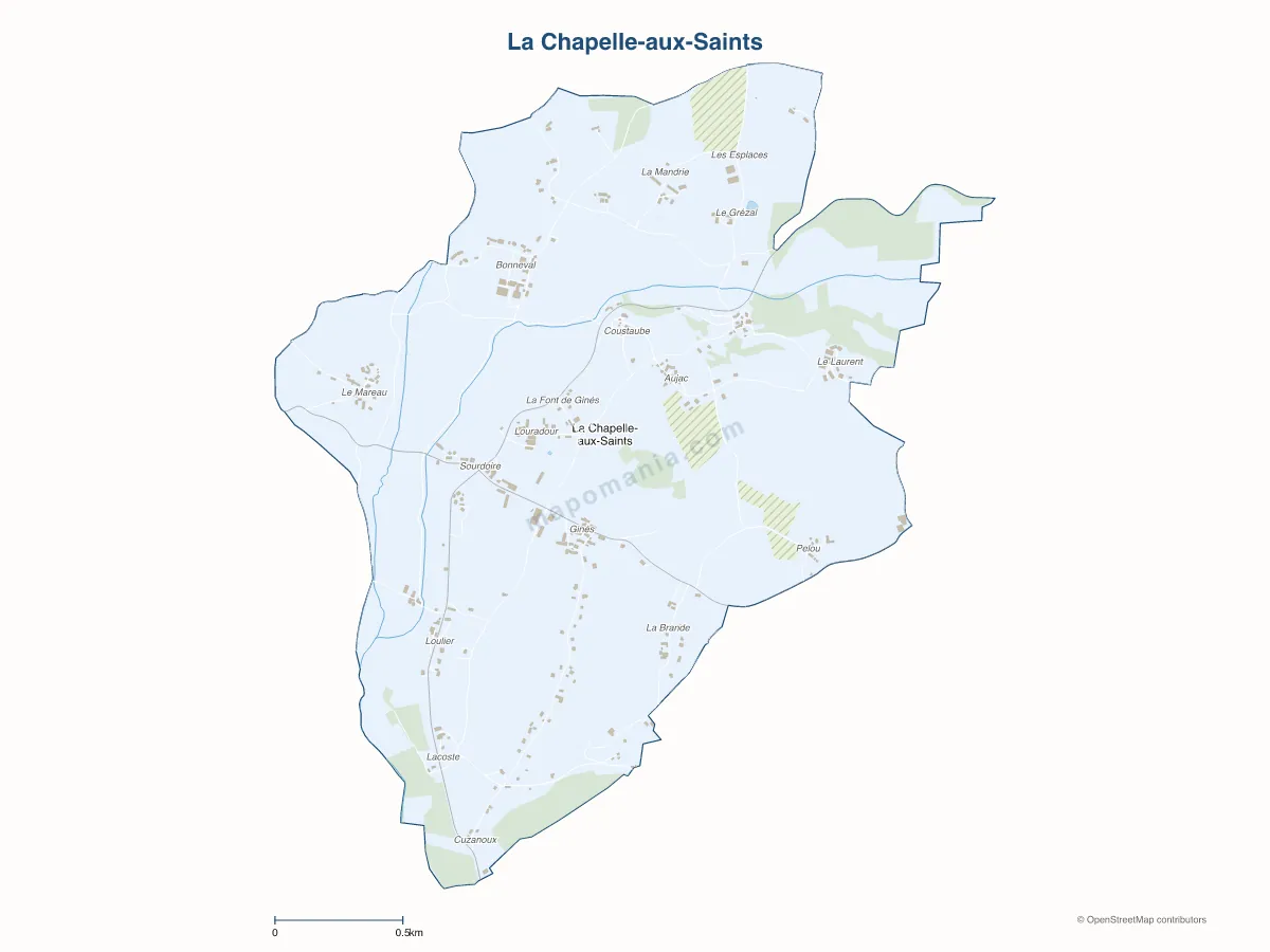 Carte de La Chapelle-aux-Saints à personnaliser