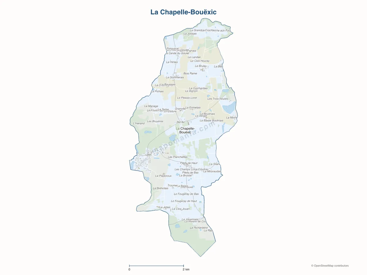 Carte de La Chapelle-Bouëxic à personnaliser