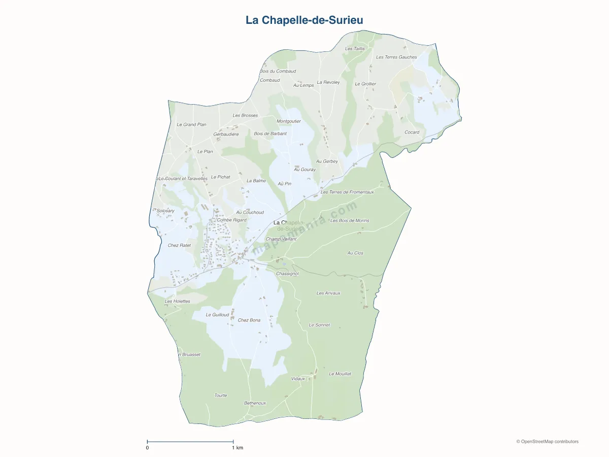 Carte de La Chapelle-de-Surieu à personnaliser
