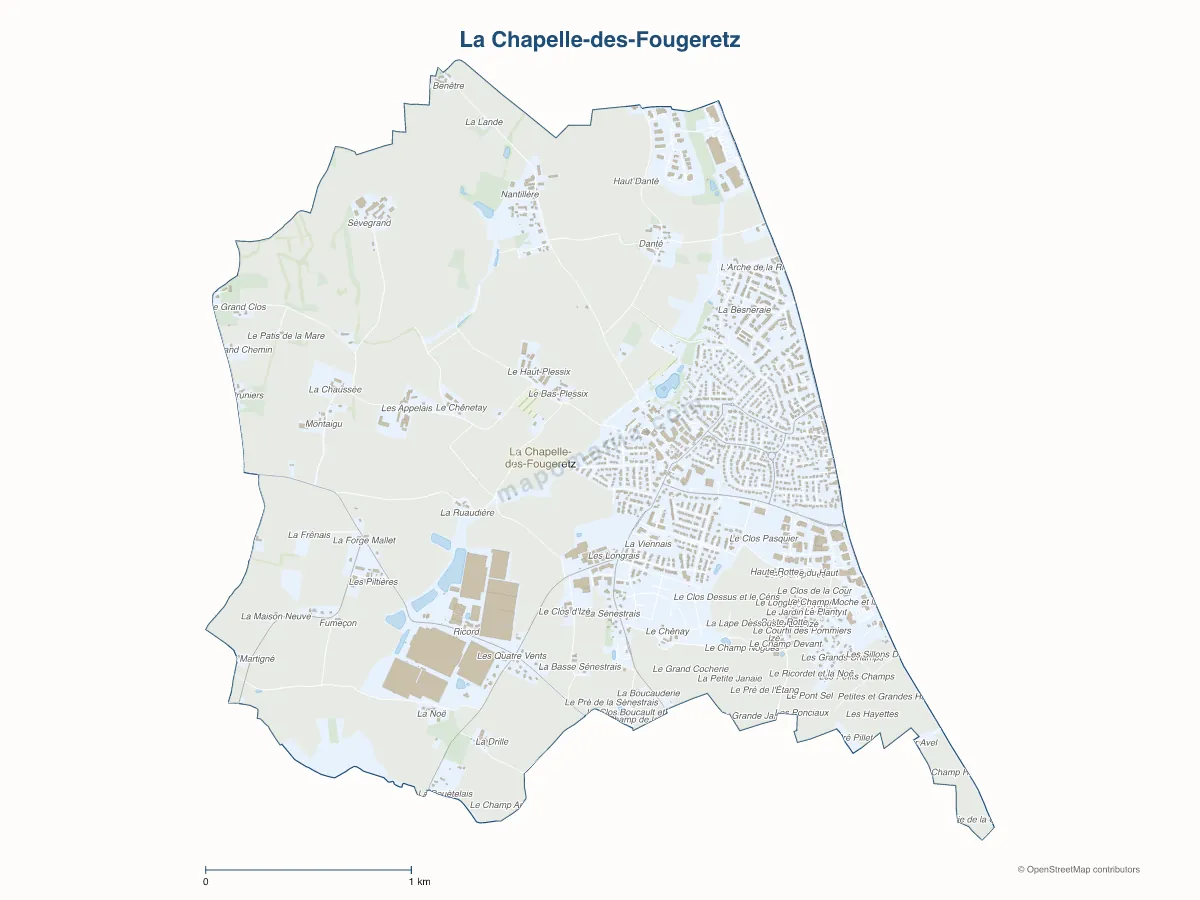 Carte de La Chapelle-des-Fougeretz à personnaliser