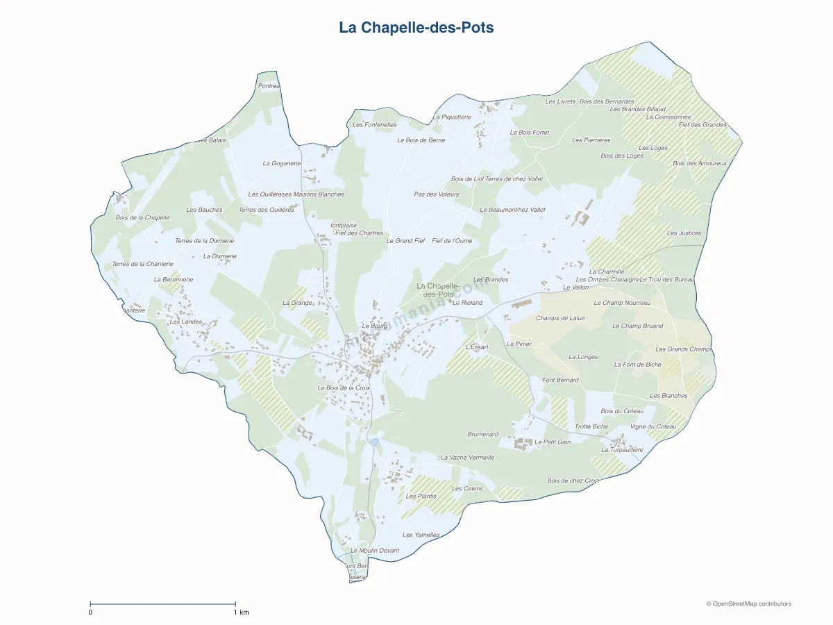 Carte de La Chapelle-des-Pots à personnaliser