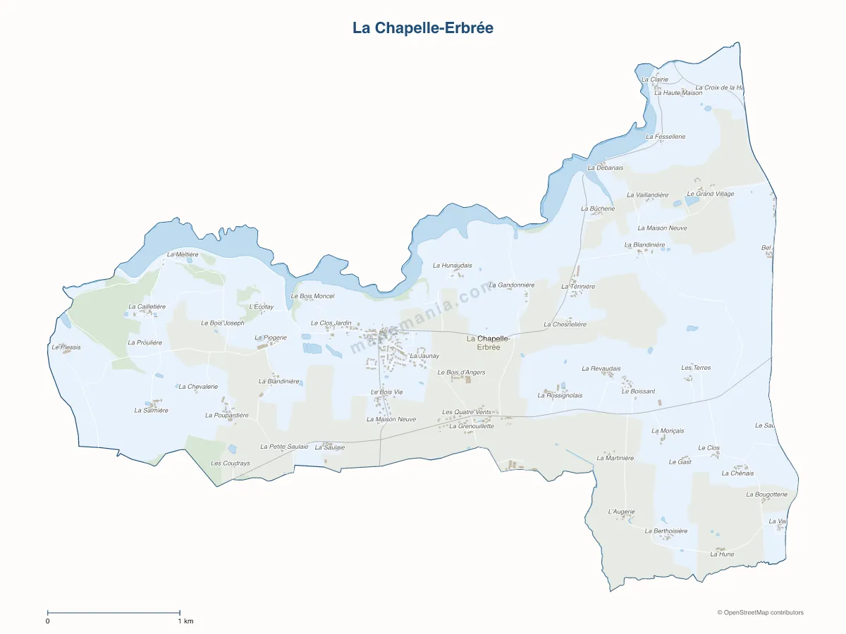 Carte de La Chapelle-Erbrée à personnaliser