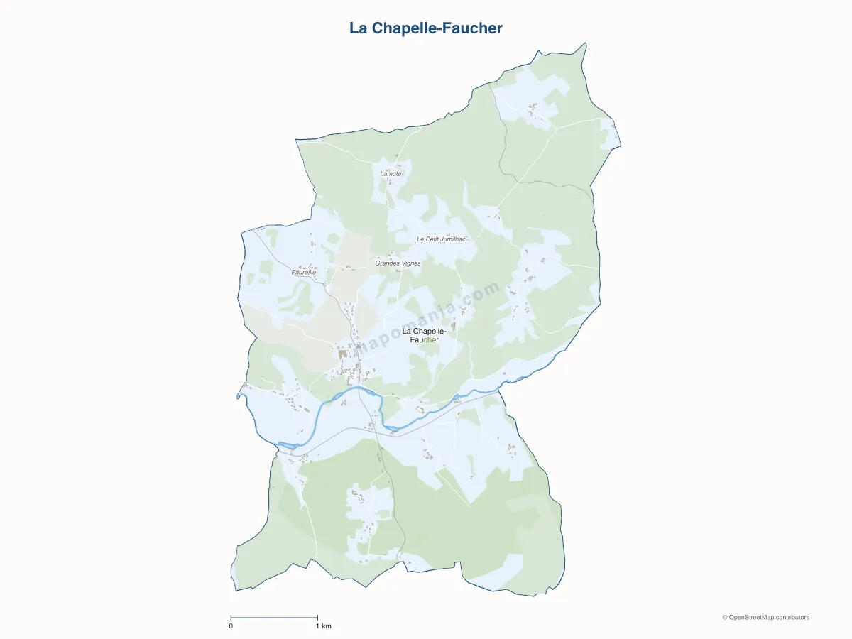 Carte de La Chapelle-Faucher à personnaliser