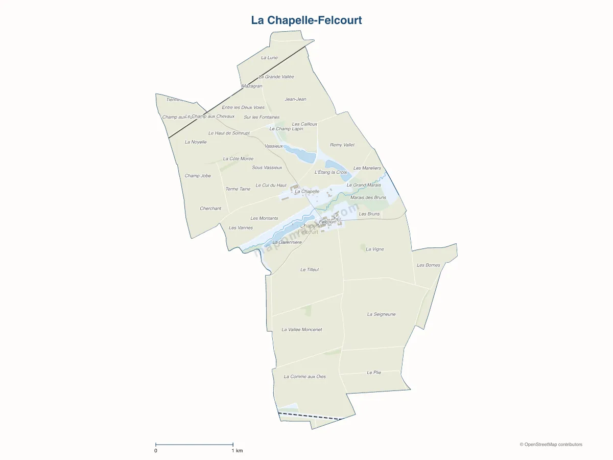 Carte de La Chapelle-Felcourt à personnaliser