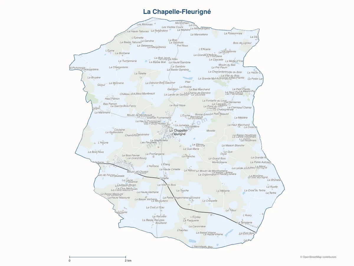 Carte de La Chapelle-Fleurigné à personnaliser