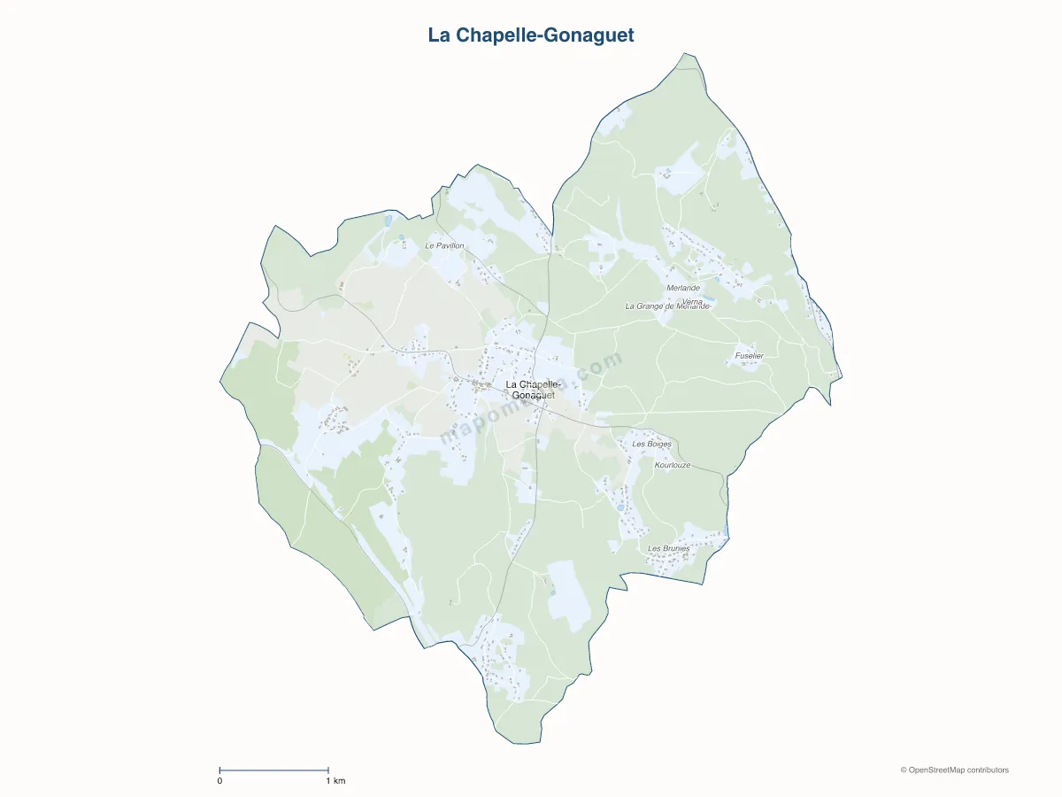Carte de La Chapelle-Gonaguet à personnaliser